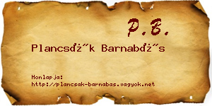 Plancsák Barnabás névjegykártya